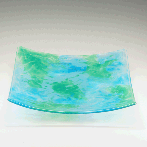 Blue Topaz, Peacock Green Opal, and Alpine Blue Opal Slurry 11 inch Platter